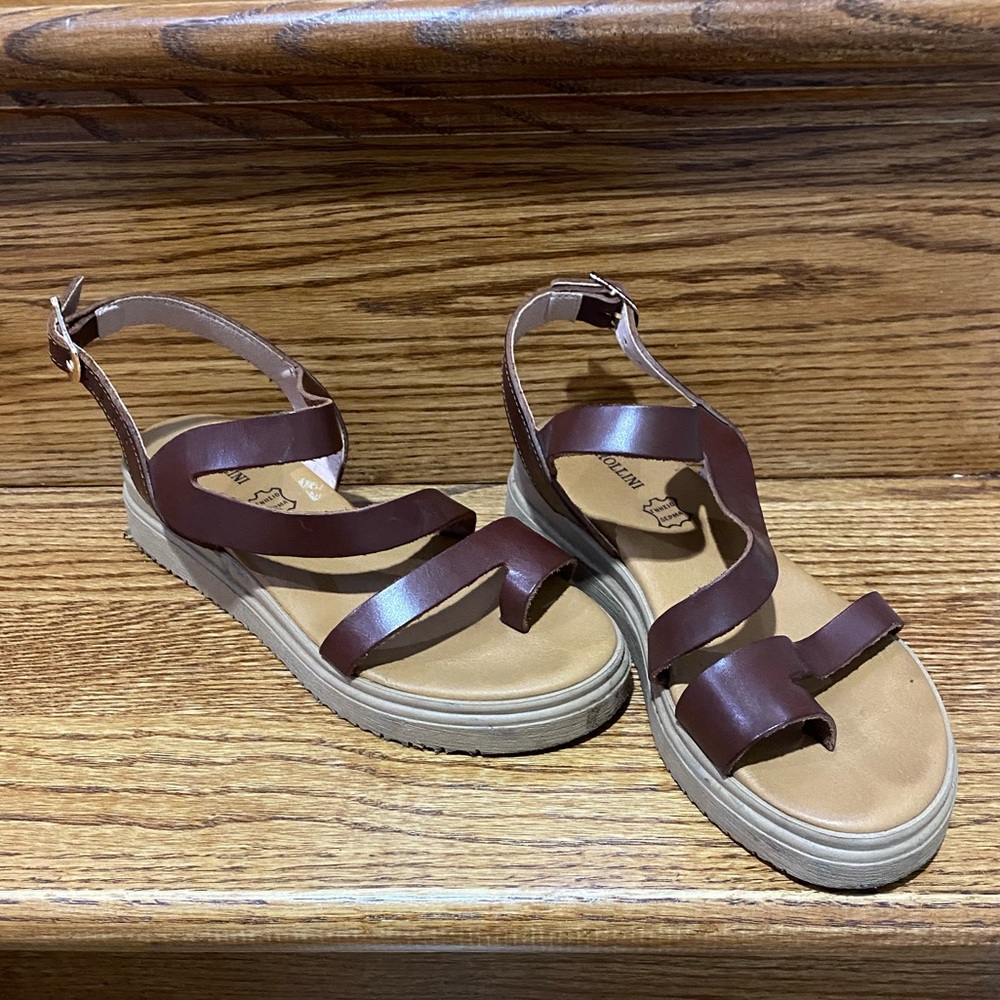 Leather Platform Sandals, EU 36, Made in Greece